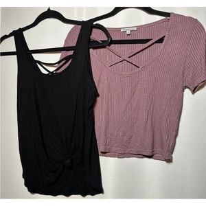 Women’s Ribbed Flowy Shirt Set Charlotte Russe & Ambiance Size Small